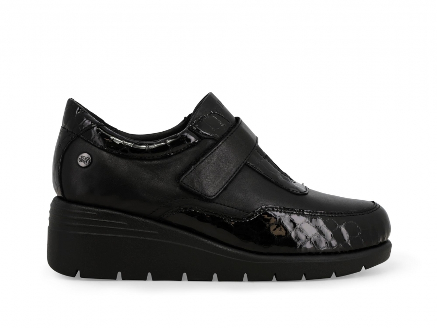 Mocassino comodo donna in pelle nero k55285