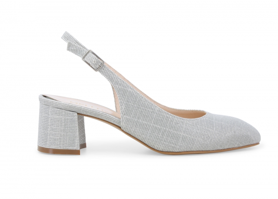 Décolleté donna slingback in tessuto galassia argento d180z
