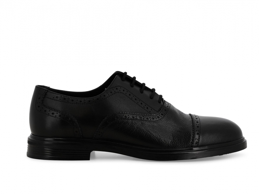 Scarpa classina stringata uomo con puntina in pelle nero u56049