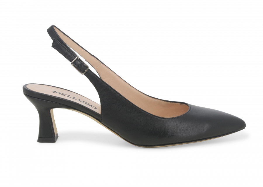 Décolleté donna slingback in pelle nappetta nero d166z
