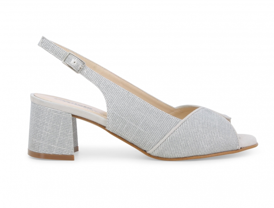 Sandalo donna comodo elegante in tessuto argento s634z