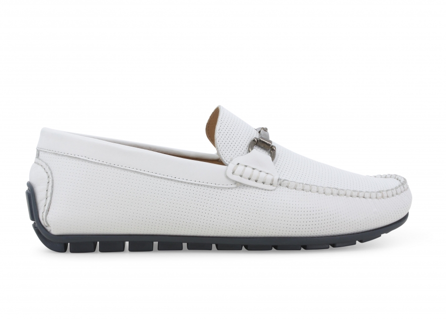 Mocassino uomo in pelle bianco u16037z