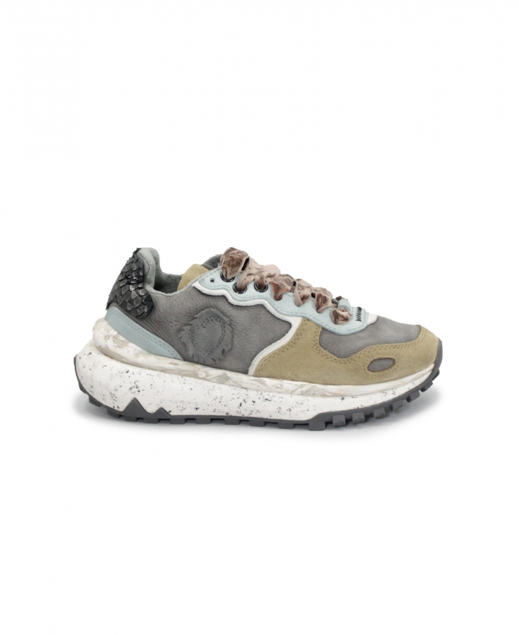 SATORISAN 120096 CHACRONA METTA chic grey grigio scarpe donna sneakers lacci pelle