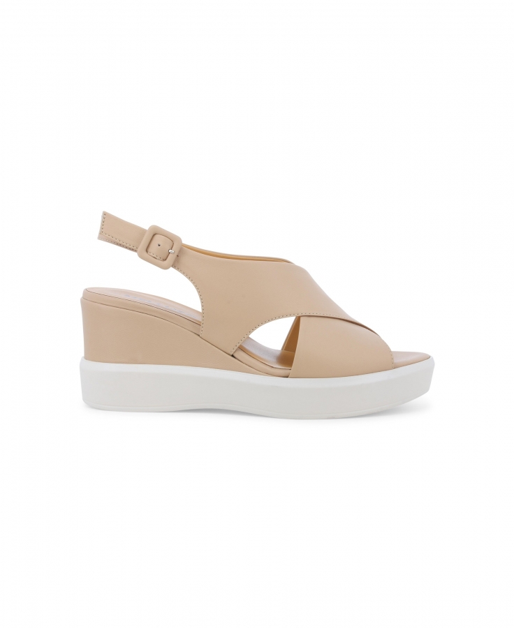 MELLUSO R80548Z fondotinta scarpe donna sandali pelle cinturino zeppa