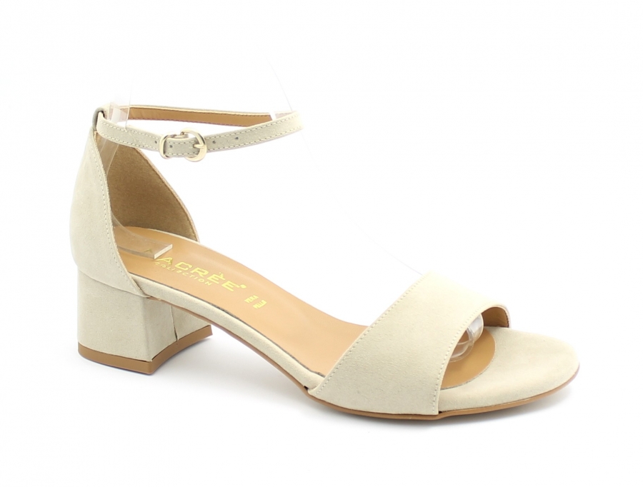 NACREE 809019 beige scarpe donna sandalo tacco cinturino tallone chiuso