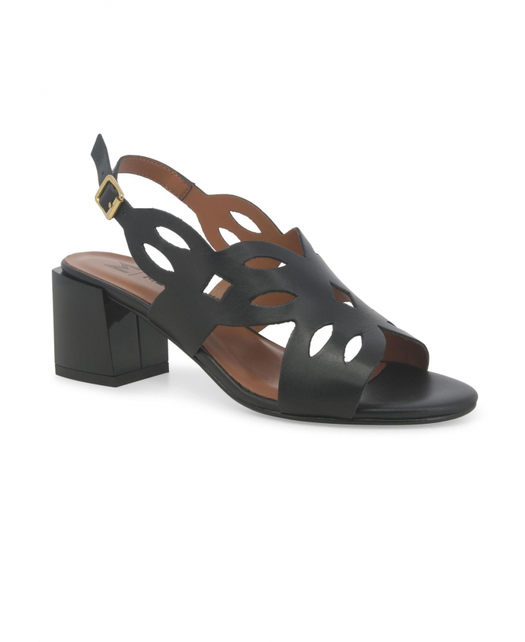 MELLUSO K35507 nero scarpe donna sandali tacco cinturino pelle