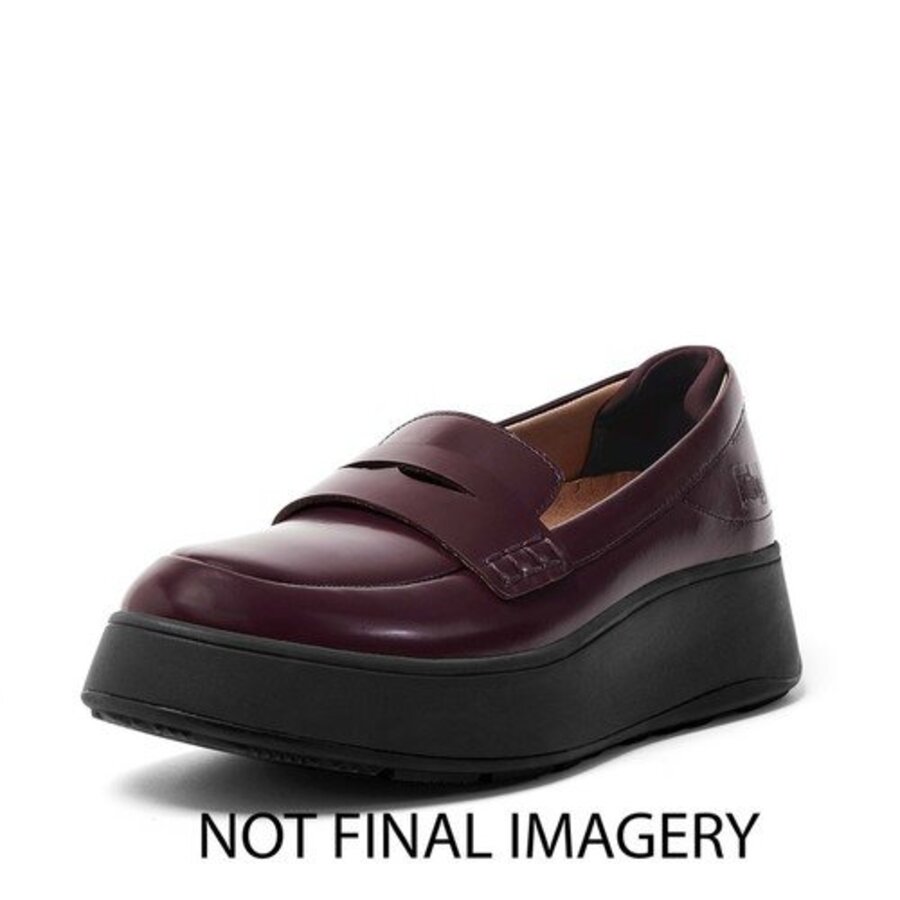 FitFlop F-MODE LEATHER FLATFORM PENNY LOAFERS PLUMMY (size: 37)