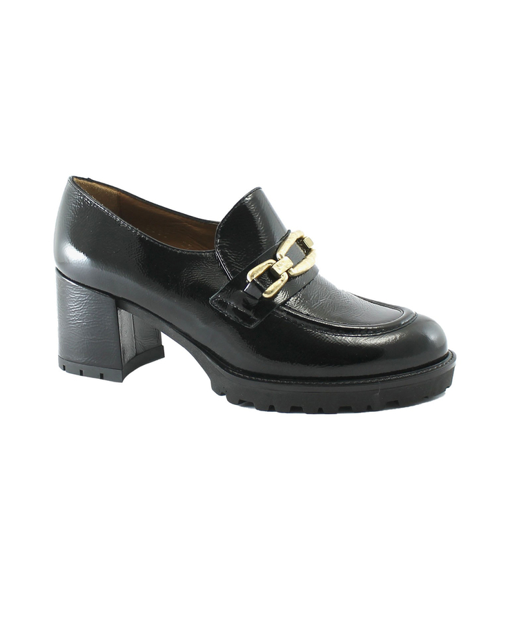 MELLUSO L5252 nero scarpe donna mocassino montante elastico tacco pelle vernice