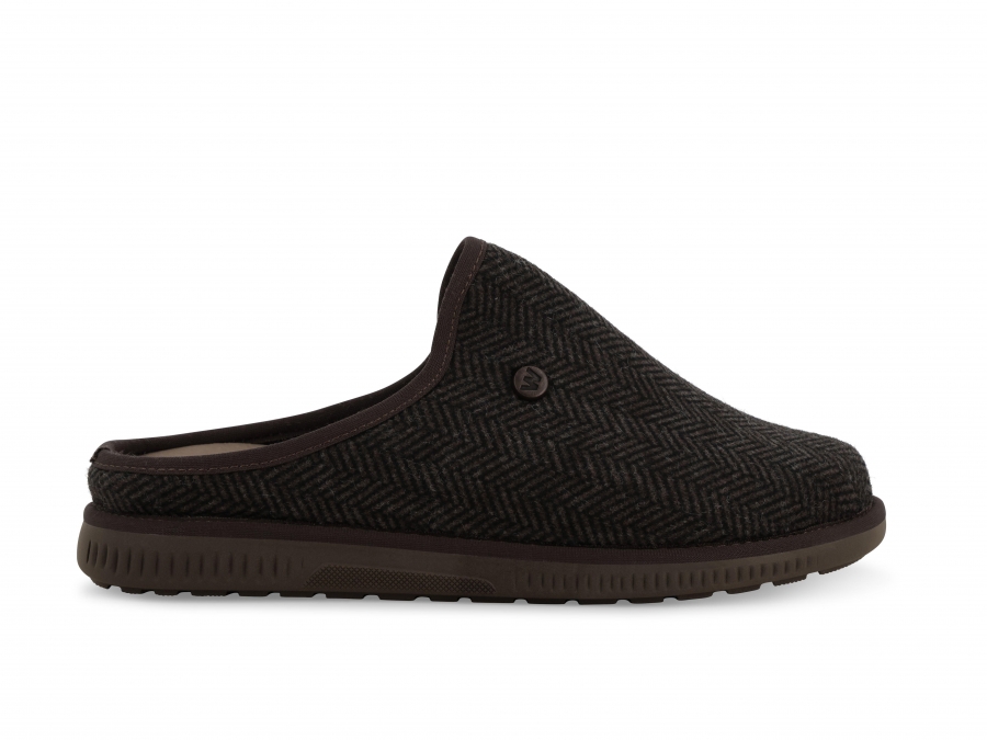 Pantofola uomo in tessuto marrone pu307