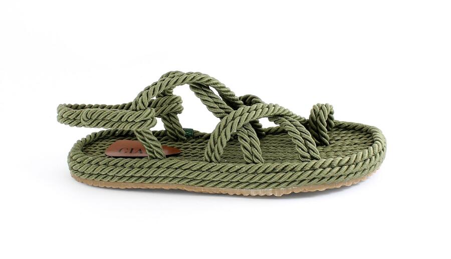GIADA 6463 haki verde oliva scarpe sandali donna spago infradito corda