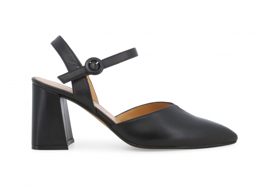 Décolleté donna con cinturino in pelle nero v412z