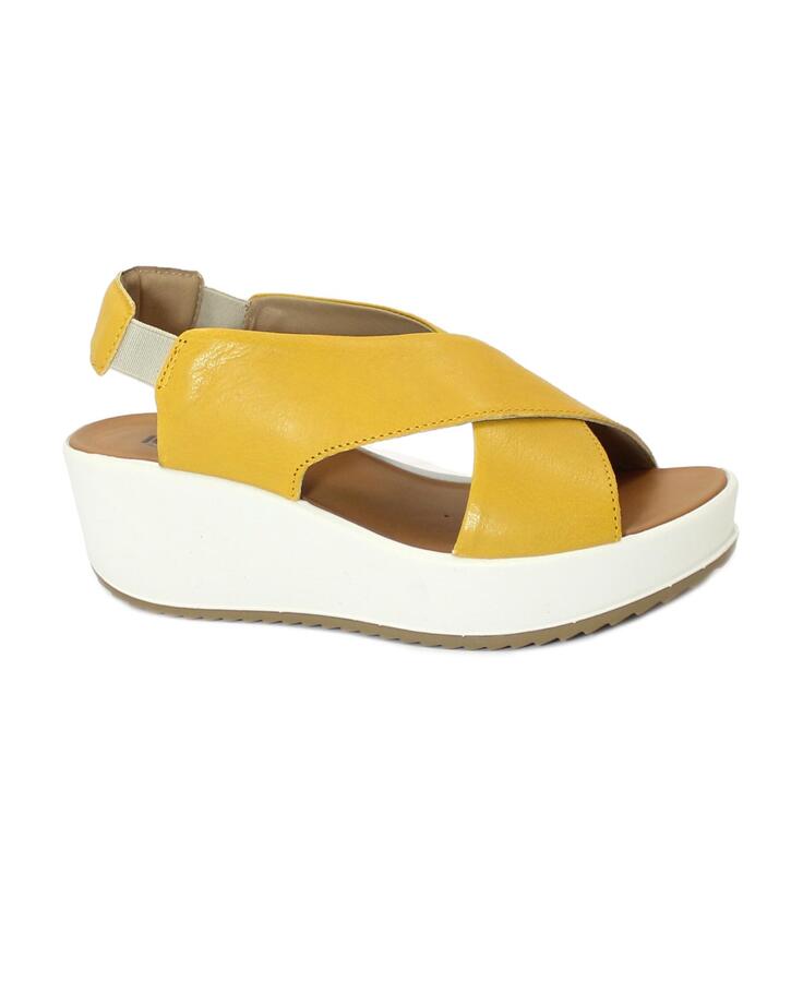 IGI&CO 5668822 giallo scarpe donna sandali pelle elastico incrocio zeppa