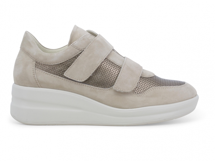 Sneakers donna in camoscio beige r20249z