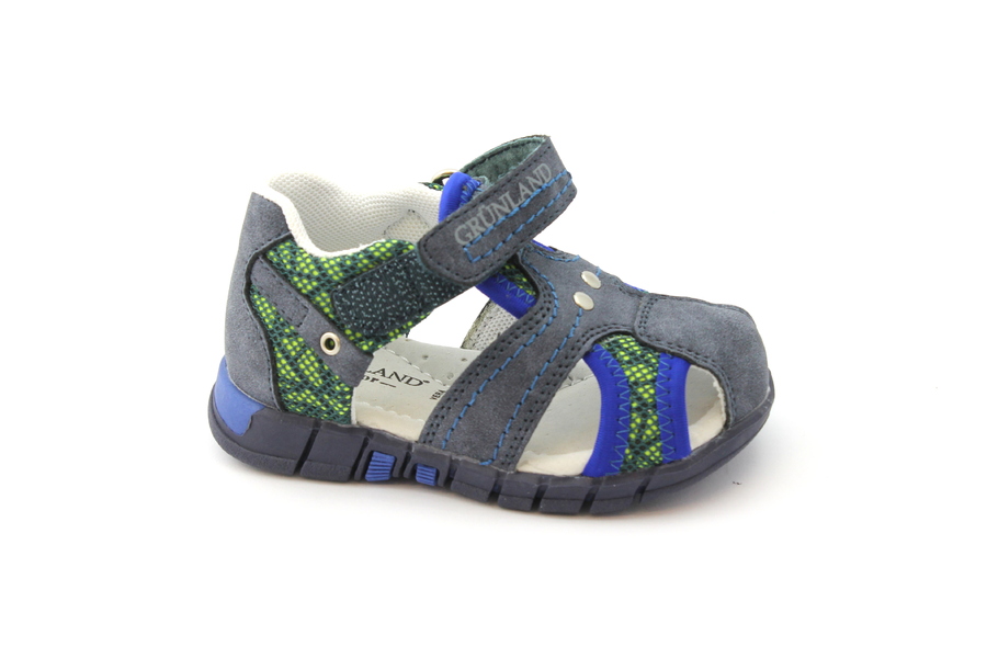 GRUNLAND ORAN PP0179 blu sandali punta chiusa scarpe bambino strappo