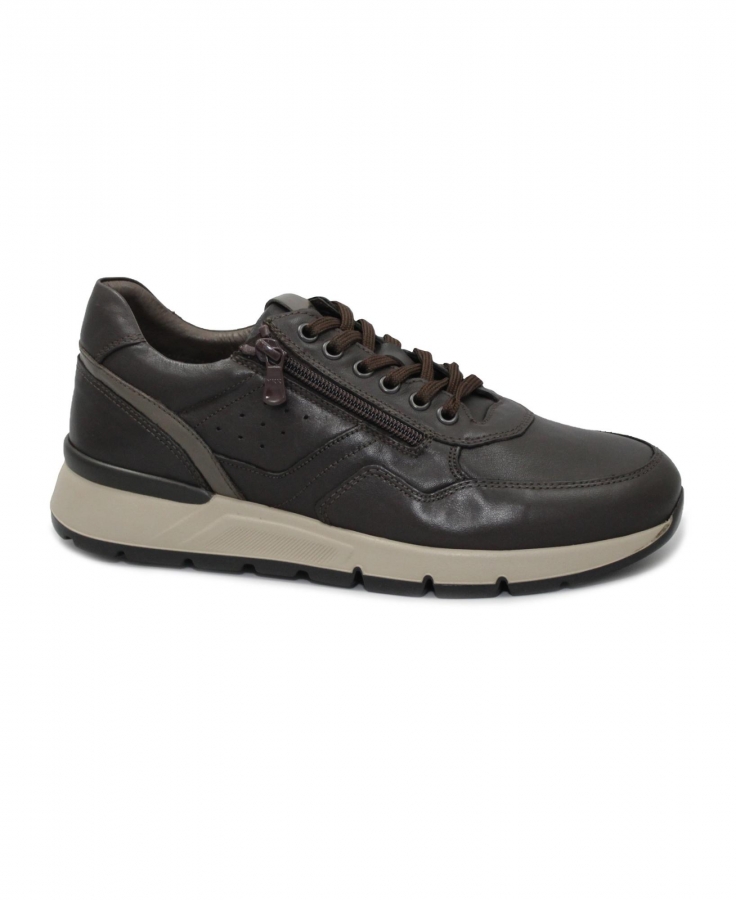 NERO GIARDINI 00870 marrone scarpe uomo sportive lacci pelle zip