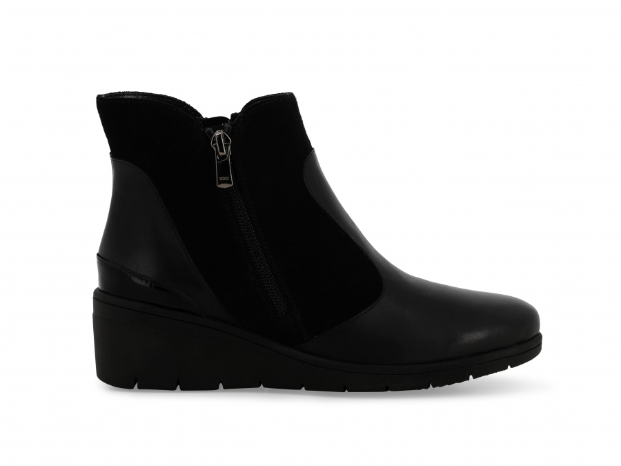 Stivaletto donna comodo in pelle nero k91624z