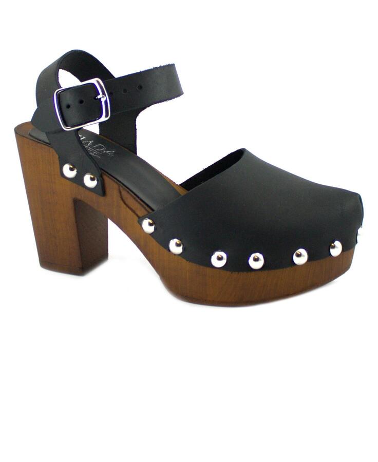 GIADA 7067 nero scarpe sandali donna tacco plateaux zoccoli punta chiusa cinturino
