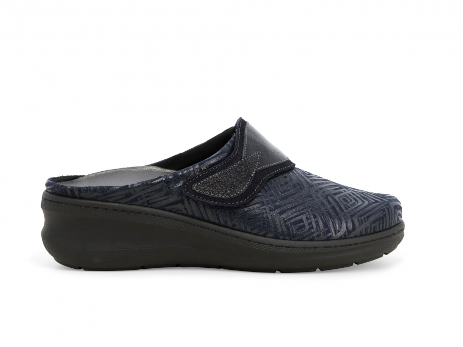 Pantofola donna in camoscio blu notte pd908z