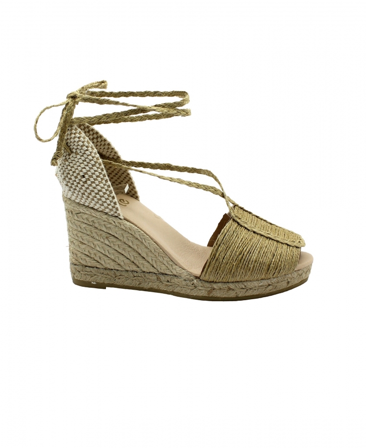SUYUTE 6716 natural beige scarpe sandali donna zeppa corda laccio espadrillas
