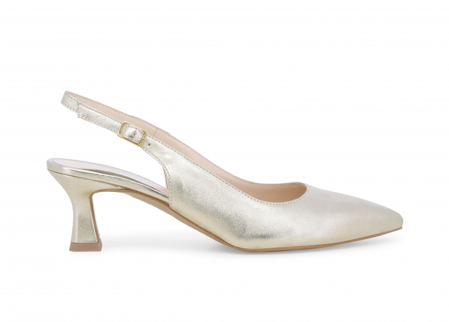 Décolleté donna slingback in pelle platino d166z
