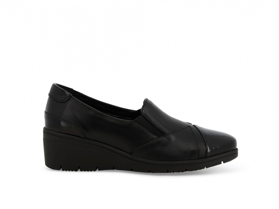 Mocassino donna comodo in morbida pelle nero k91639