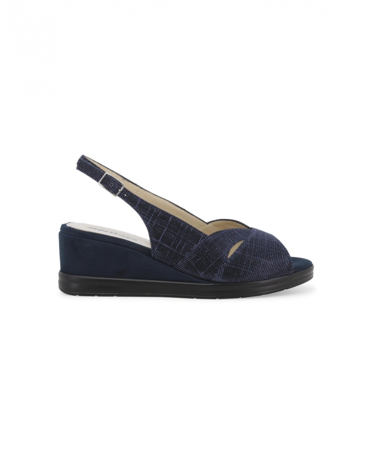 MELLUSO R80339Z notte scarpe donna sandalo zeppa cinturino tessuto