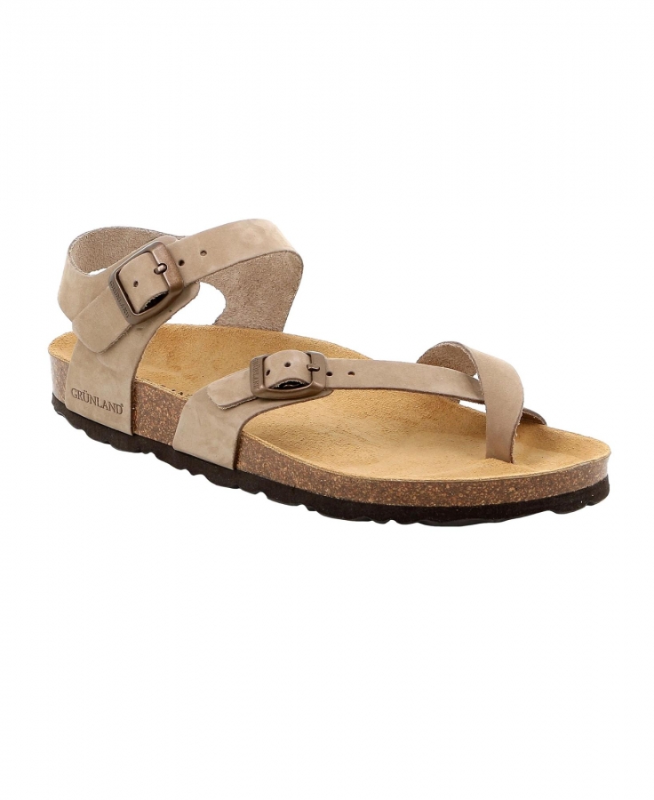 GRUNLAND SARA SB0917 kaki sandali donna pelle birk fibbie