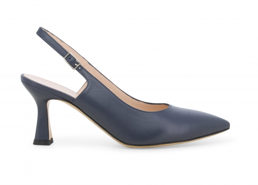 Décolleté donna slingback in pelle blu abyss d165zv