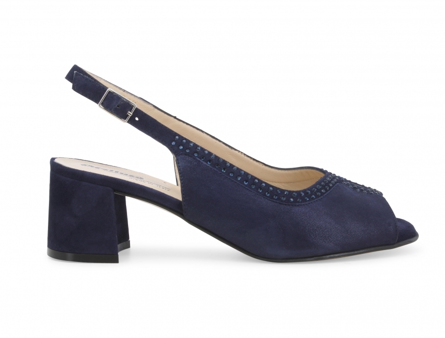 Sandalo donna comodo elegante in camoscio blu abyss s633z