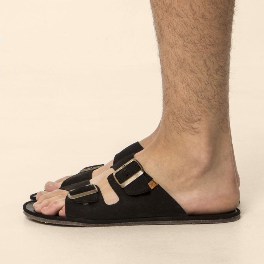 N5682 NOBUCK LAVADO BLACK/ BARE SANDALS 36