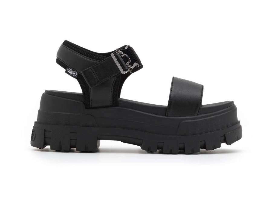 BUFFALO Vegan JOJO sandali neri platform donna zeppa chunky fasce scarpe vegane
