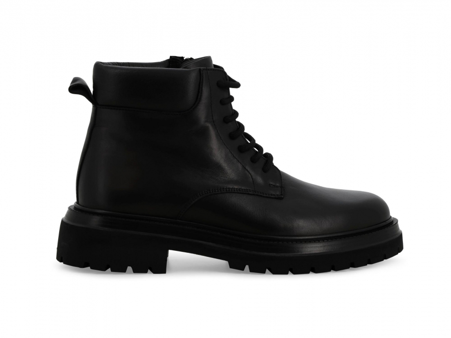 Stivaletto allacciato uomo in pelle nero u56060