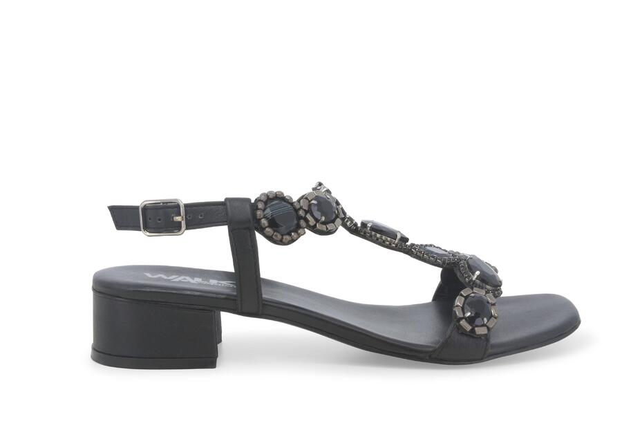 Sandalo gioiello in similpelle nero k58021w