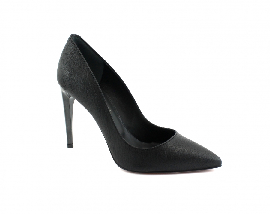 EVALUNA Z04 nero scarpe donna decolletè pelle tacco punta