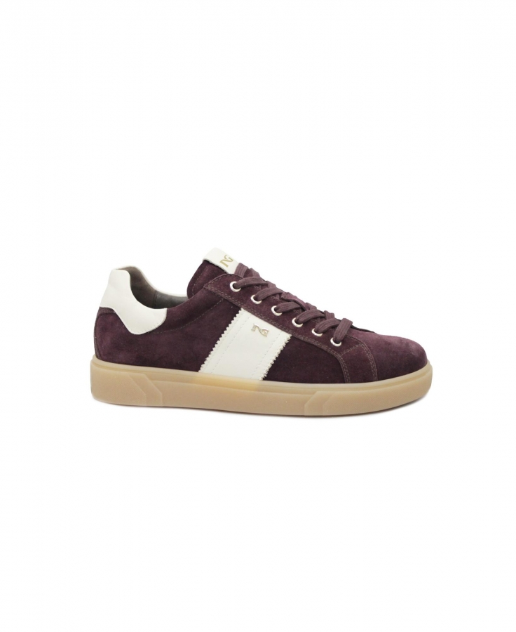 NERO GIARDINI 14151 bordò scarpe donna sneakers lacci pelle suede