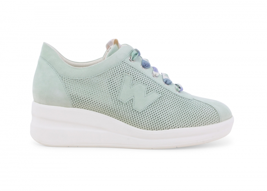 Sneakers donna in camoscio verde acqua r20245z