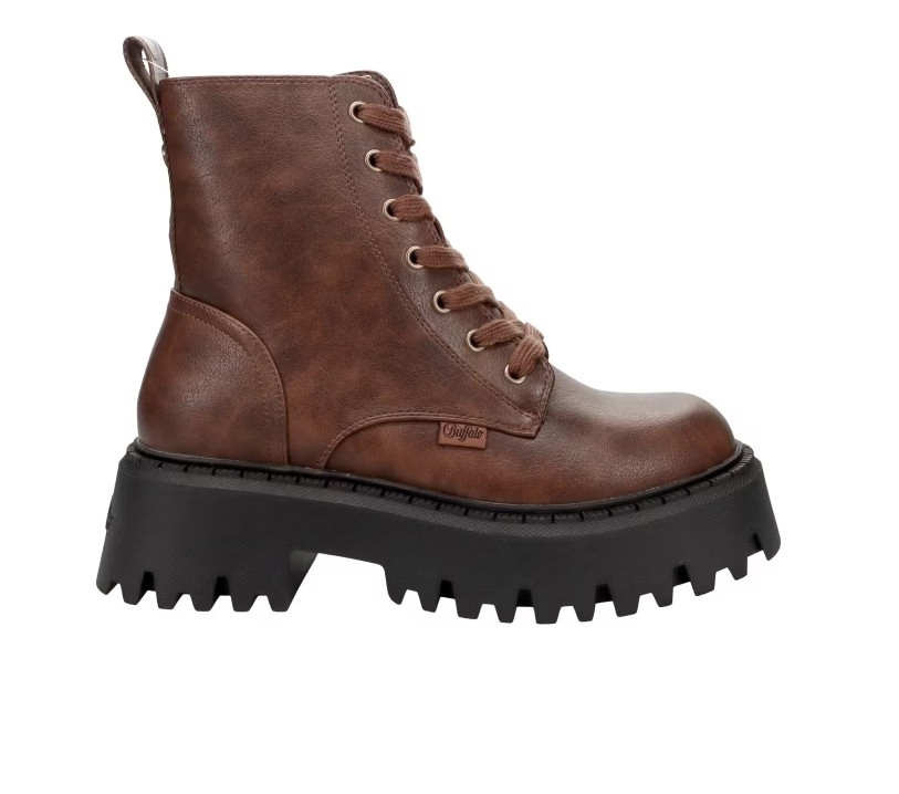 BUFFALO ASPEN MID Anfibio vegan marrone lacci zip suola spessa e