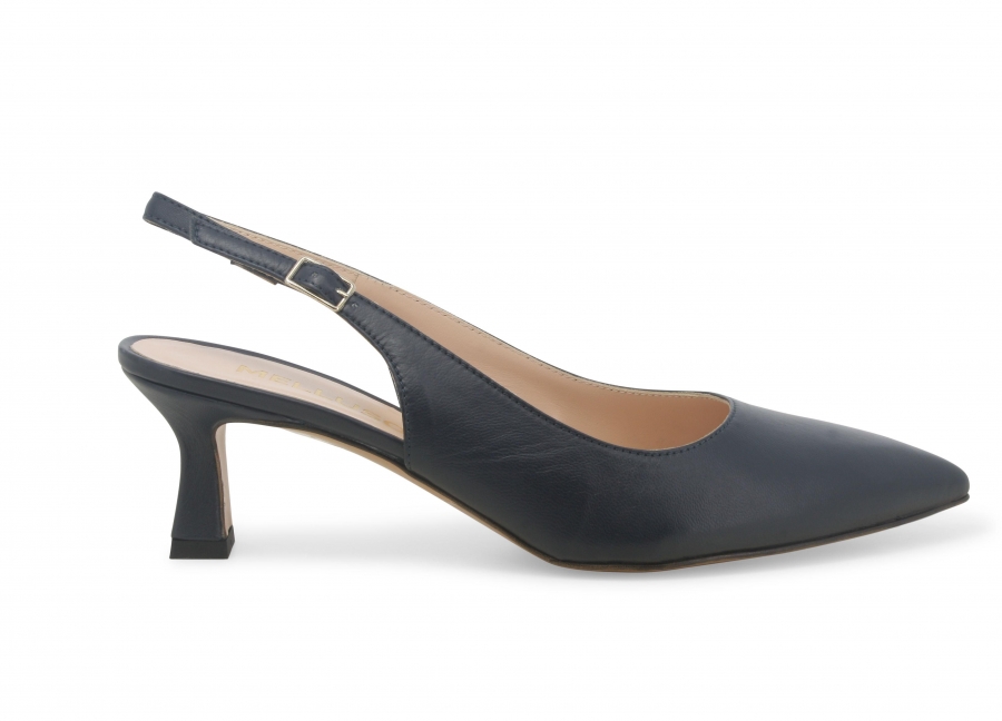 Décolleté donna slingback in pelle nappetta blu abyss d166z