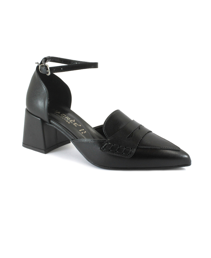 NACREE 145M013 nero scarpe donna decolleté tacco punta cinturino mocassino