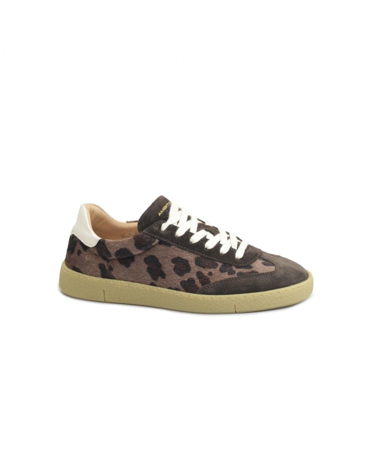 AMBITIOUS 14129-11171AM chocolate leopardato marrone scarpe donna sneakers lacci pelle