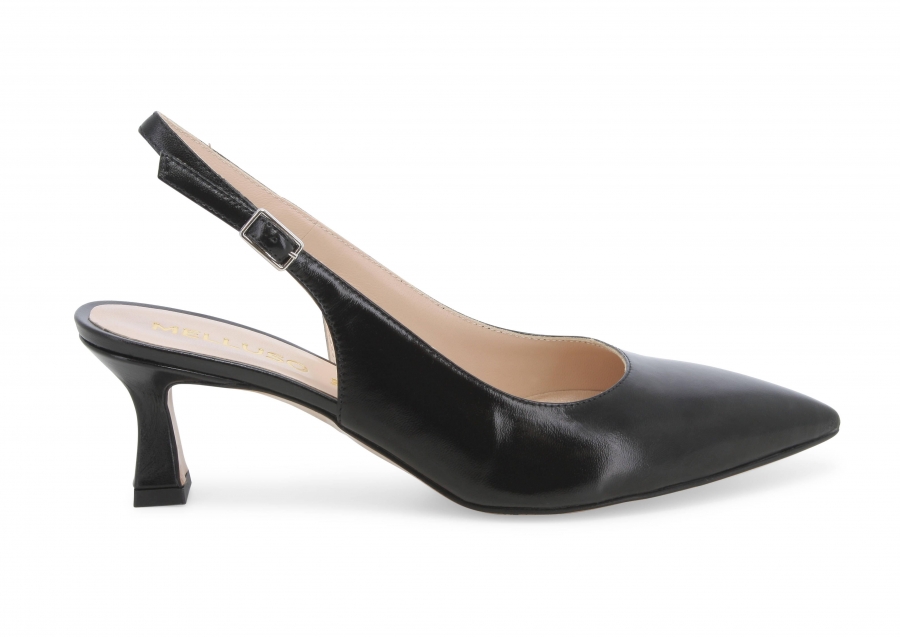 Décolleté donna slingback in pelle verlux nero d166z