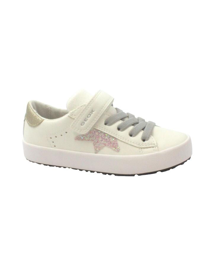 GEOX J35D5B 28/35 white pink bianco scarpe bambina sneakers strappi tessuto traspiranti