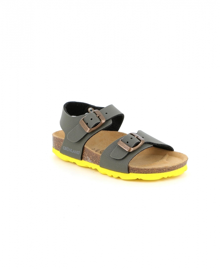 GRUNLAND LUCE SB0901 oliva giallo sandalo bambino doppia fibbia birk