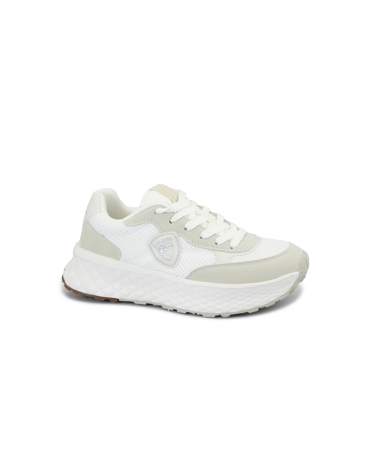 BLAUER LYNN01 white bianco scarpe donna sneakers pelle lacci
