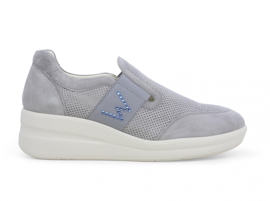 Sneakers donna slip on in camoscio jeans r20255z