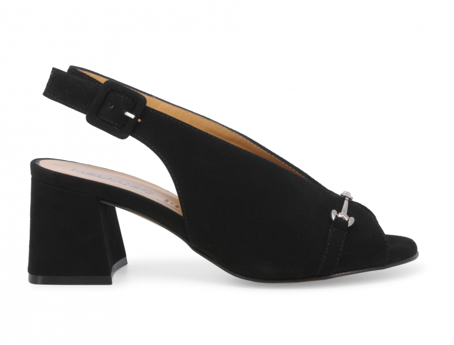 Sandalo donna comodo in camoscio nero n647z