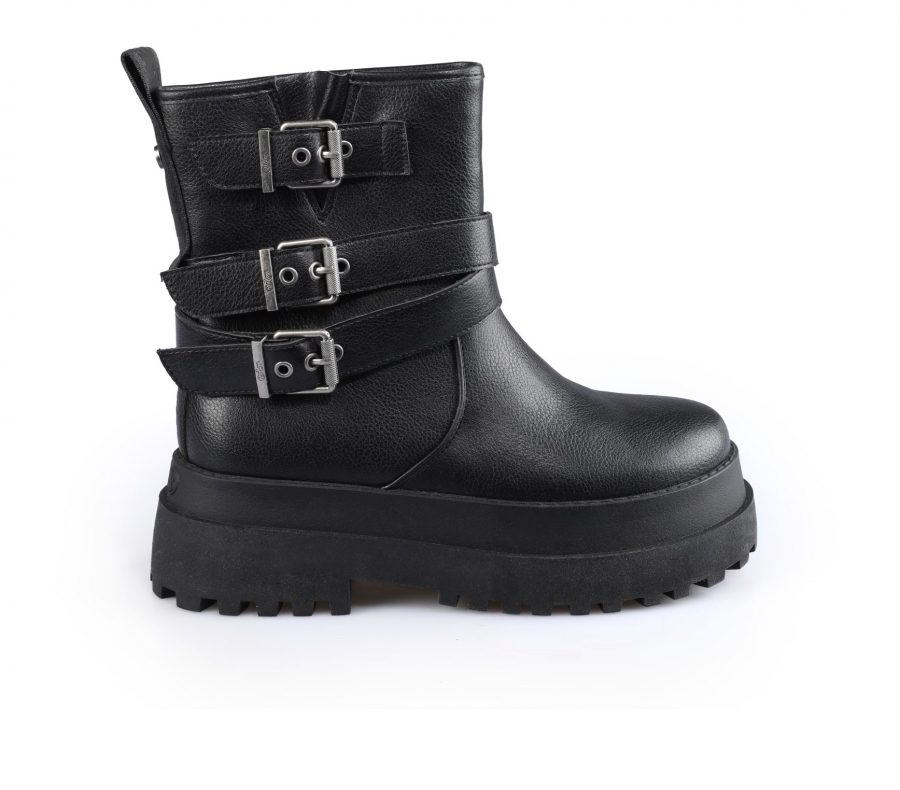 BUFFALO PLUTO FARMER BIKER beatles vegan nero suola spessa eco