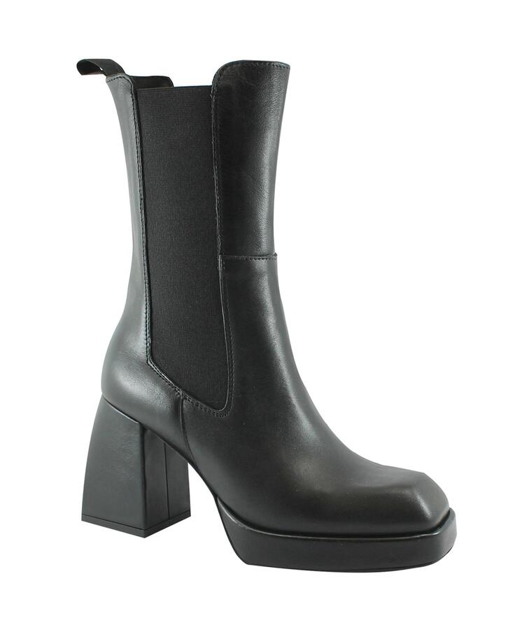 LES TULIPES 6001 nero stivaletto beatles donna pelle tacco elastici plateaux