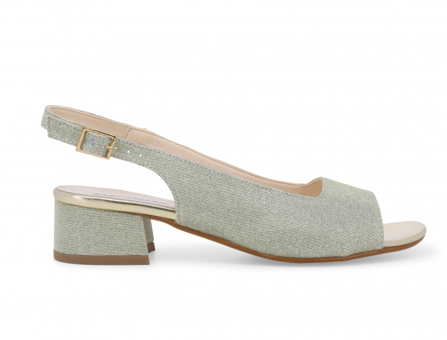 Sandalo donna in tessuto glitter platino k35174w