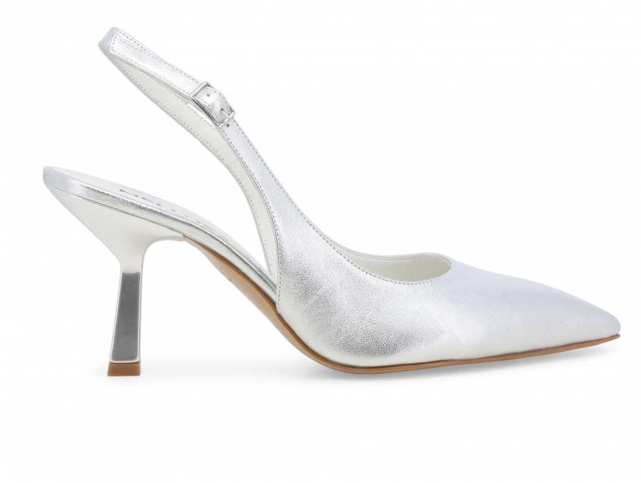 Décolleté donna slingback in pelle argento d192